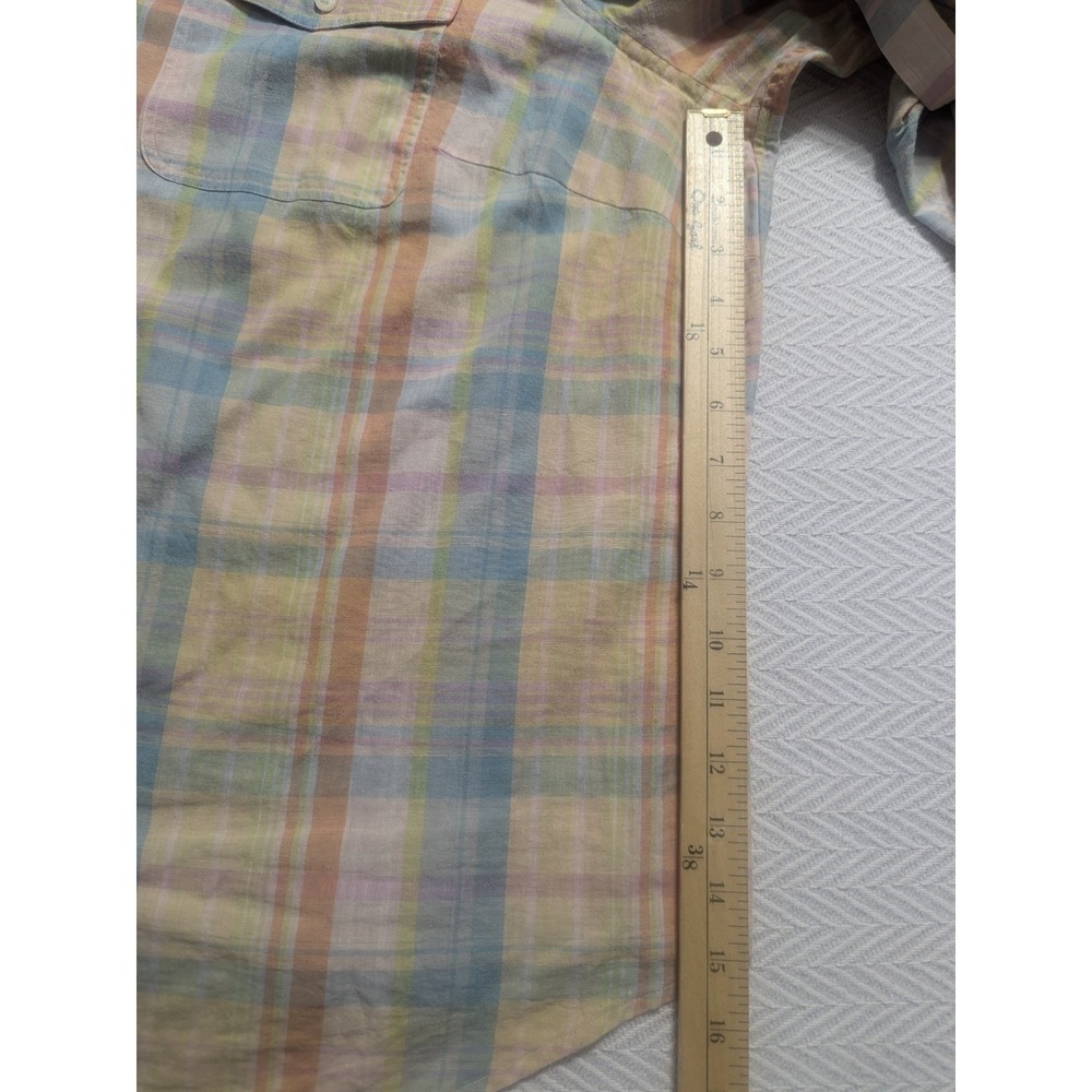 Lauren Ralph Lauren Shirt Womens 3X Pastel Plaid Linen Cotton Roll Tab - Picture 9 of 16